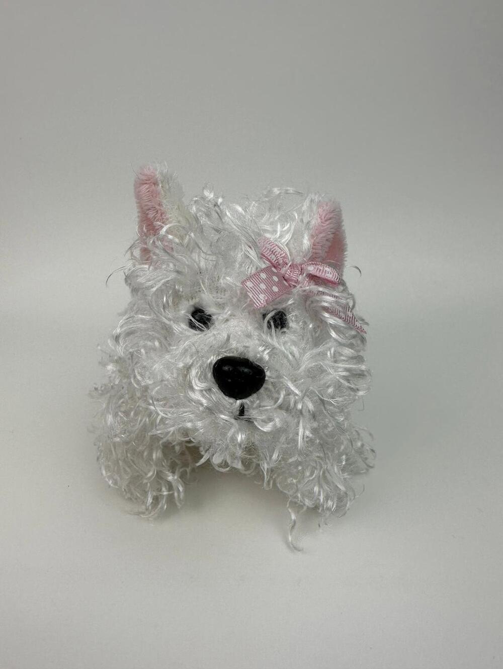 Adorable Vintage Webkinz Lil Kinz White Terrier Dog with No Tag (9 inch)